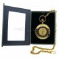 Christian Religious CROSS Gold Antique Quartz Pocket Watch on chain Gift Box C34