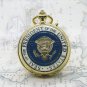24K GOLD US Presidency Quartz Pocket Watch with Melody Leather Pouch Chain NIB