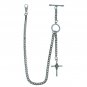 Albert Chain Pocket Watch Chain Silver Color 2 Ways Vest & Jean Fob T Bar ACT76