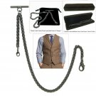 Albert Chain Pocket Watch Spiga Wheat Chain Gunmetal Black color Fob T Bar AC112
