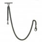 Albert Chain Pocket Watch Spiga Wheat Chain Gunmetal Black color Fob T Bar AC112