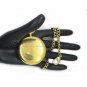 Mechanical Pocket Watch Gold Skeleton 2 sides opening with Chain and Box C25