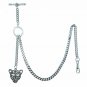 Albert Chain Pocket Watch Chain Silver Color 2 Ways Vest & Jean Fob T Bar ACT13