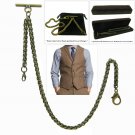 Albert Chain Pocket Watch Spiga Wheat Chain Antique Brass color Fob T Bar AC110