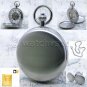 Mechanical Pocket Watch Silver Skeleton Double Hunter Men 50mm Chain and Box P39
