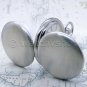 Mechanical Pocket Watch Silver Skeleton Double Hunter Men 50mm Chain and Box P39
