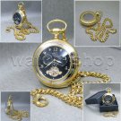 Mechanical Tourbillon Pocket Watch Gold Men Brass Sun Moon on Chain and Box P114 Mechanical Tourbillon Pocket Watch Gold Men Brass Sun Moon on Chain and Box P114