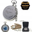 CONCORDE Memorial Silver Pocket Watch Men Gift Large Brass Case + Fob Chain C63 CONCORDE Memorial Silver Pocket Watch Men Gift Large Brass Case + Fob Chain C63