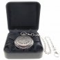 CONCORDE Memorial Silver Pocket Watch Men Gift Large Brass Case + Fob Chain C63