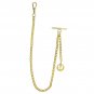 GOLD Albert Chain Pocket Watch Curb Link Chain T Bar + Swivel Clip Anchor Fob 66