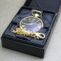 Heritage Time Mechanical Pocket Watch Gold Solid Brass Men 50 MM on Chain Box 22