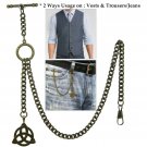 Albert Chain Pocket Watch Chain Brass Color 2 Ways Vests & Jeans Fob T Bar ACT08