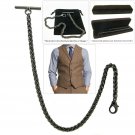 Albert Chain Pocket Watch Spiga Wheat Chain Gunmetal Black color Fob T Bar AC111