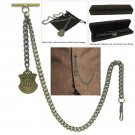 Albert Chain Pocket Watch Curb Link Chain Antique Brass Letter H Fob T Bar AC85
