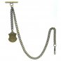 Albert Chain Pocket Watch Curb Link Chain Antique Brass Letter H Fob T Bar AC85