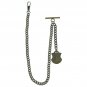 Albert Chain Pocket Watch Curb Link Chain Antique Brass Letter H Fob T Bar AC85