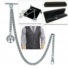 Albert Chain Pocket Watch Curb Link Chain Silver color Life Tree Fob T Bar AC104