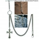 Albert Chain Pocket Watch Chain Silver Color 2 Ways Vest & Jean Fob T Bar ACT114 Albert Chain Pocket Watch Chain Silver Color 2 Ways Vest & Jean Fob T Bar ACT114
