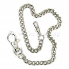 Pocket Watch Chain 14" Silver color Fob Chain Mens Fashion Accessory c1970s FC03