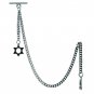 Albert Chain Pocket Watch Curb Link Chain Silver color STAR Fob T Bar AC105