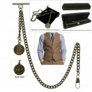Albert Chain Pocket Watch Curb Link Chain Antique Brass color Coin Fob T Bar 106 Albert Chain Pocket Watch Curb Link Chain Antique Brass color Coin Fob T Bar 106