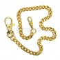 Vintage Gold Tone Heavy Clasp Brass Pocket Watch Chain Fob 14" Men Accessory F02
