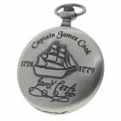 CAPTAIN JAMES COOK Memorial Silver Pocket Watch Men Gift Set Chain Pouch Box C62 CAPTAIN JAMES COOK Memorial Silver Pocket Watch Men Gift Set Chain Pouch Box C62