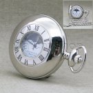 Silver Antique Sun & Moon Quartz Mens Pocket Watch with Chain Gift Box P52PA Silver Antique Sun & Moon Quartz Mens Pocket Watch with Chain Gift Box P52PA