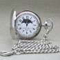 Silver Antique Sun & Moon Quartz Mens Pocket Watch with Chain Gift Box P52PA