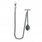 Albert Chain Silver Color Pocket Watch Curb Link Chain Leaf Design Fob T Bar 116