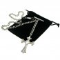 Albert Chain Silver Color Pocket Watch Curb Link Chain Cross Style Fob T Bar 114