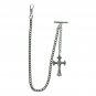 Albert Chain Silver Color Pocket Watch Curb Link Chain Cross Style Fob T Bar 114