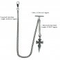 Albert Chain Silver Color Pocket Watch Curb Link Chain Cross Style Fob T Bar 113