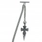 Albert Chain Silver Color Pocket Watch Curb Link Chain Cross Style Fob T Bar 113