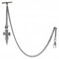 Albert Chain Silver Color Pocket Watch Curb Link Chain Cross Style Fob T Bar 113