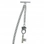Albert Chain Silver Color Pocket Watch Curb Link Chain Key Design Fob T Bar A123