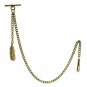 Albert Chain Gold Color Pocket Watch Curb Link Chain Feather Fob T Bar AC119