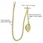 Albert Chain Gold Color Pocket Watch Curb Link Chain Leaf Design Fob T Bar AC120