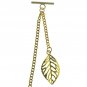 Albert Chain Gold Color Pocket Watch Curb Link Chain Leaf Design Fob T Bar AC120