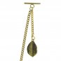 Albert Chain Gold Color Pocket Watch Curb Link Chain Leaf Design Fob T Bar AC121