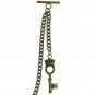 Albert Chain Pocket Watch Curb Link Chain Antique Brass Color Fob T Bar AC122