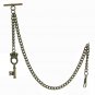 Albert Chain Pocket Watch Curb Link Chain Antique Brass Color Fob T Bar AC122