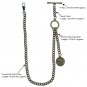 Albert Chain Pocket Watch Chain Brass Color 2 Ways Vests & Jeans Fob T Bar ACT92