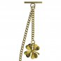 Albert Chain Gold Color Pocket Watch Curb Link Chain Four-Leaf Fob T Bar AC131