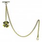 Albert Chain Gold Color Pocket Watch Curb Link Chain Four-Leaf Fob T Bar AC131