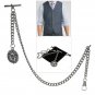 Albert Chain Pocket Watch Silver Curb Link Chain USA Eagle Medal Fob T Bar AC139