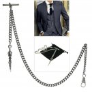 Albert Chain Pocket Watch Silver Color Curb Link Chain Spear Style Fob T Bar 124 Albert Chain Pocket Watch Silver Color Curb Link Chain Spear Style Fob T Bar 124