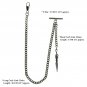 Albert Chain Pocket Watch Silver Color Curb Link Chain Spear Style Fob T Bar 124