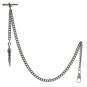 Albert Chain Pocket Watch Silver Color Curb Link Chain Spear Style Fob T Bar 124