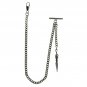 Albert Chain Pocket Watch Silver Color Curb Link Chain Spear Style Fob T Bar 124